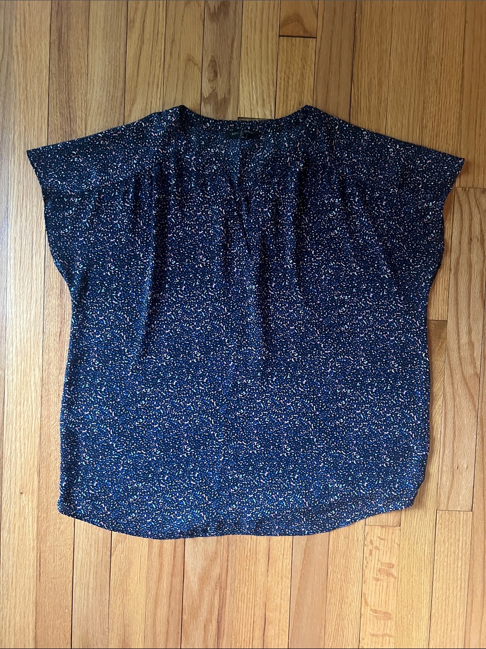 Banana Republic Navy Speckled Short Sleeve Blouse